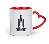 Ceramics Coffee Mug Space Rocket School Spaceship Boy Children's Room Funny （11oz/320ml） and Mulled Drinks, Espresso Red