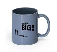 Ceramics Coffee Mug, Think Big Inspirational Words Office spaceg （11oz/320ml） Perfect for Kitchens, Restaurants & Cafes, Great Gift Idea Blue-Gray