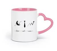 Ceramics Coffee Mug tie Crescent Stars Growth Trend Chart offfice l （11oz/320ml） Perfect for Kitchens, Restaurants & Cafes, Great Gift Idea Pink