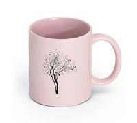 Ceramics Coffee Mug with Handle - Classic Ceramic Abstract Tree House （11oz/320ml） for Coffee, Soup, Tea, Milk, Latte, hot Cocoa, Ladies, Men Pink