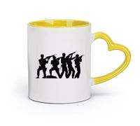 Ceramics Cool Mugs and Cups Master the Art of Combat Diverse Fighter Poses Perfect （11oz/320ml） Dishwasher Safe Yellow