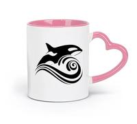 Ceramics Cool Tea and Coffee Mug Killer Whale Wave Sea Ocean Style （11oz/320ml） Perfect for Kitchens, Restaurants & Cafes, Great Gift Idea Pink