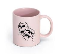 Ceramics Cool Tea and Coffee Mug Laughing and Crying Skulls Drama （11oz/320ml） for Coffee, Soup, Tea, Milk, Latte, hot Cocoa, Ladies, Men Pink
