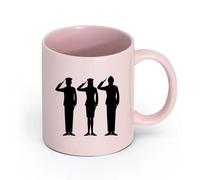 Ceramics Cool Tea and Coffee Mug Soldiers Silhouette Military People （11oz/320ml） Perfect for Kitchens, Restaurants & Cafes, Great Gift Idea Pink