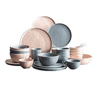 Ceramics Dinner Sets Matte Sesame Glaze Steak Plates and Cereals Bowls Sets | 42 Pieces Porcelain Dinnerware Combination Set for Wedding Gifts
