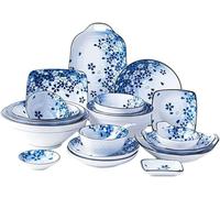 Ceramics Dinnerware Sets, Plates and Bowls Sets | 56 Pcs Nordic Simple Dinner Plates Set-Blue Steak Plate for Family Par