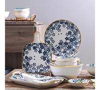 Ceramics Dinnerware Sets,Plates and Bowls Sets,Dishes Set,Stoneware Tableware for 6 24 Pcs Nordic Simple Dinner Plates Set