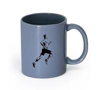 Ceramics Durable Mugs Runner Athlete Athletics Healthy Motivation （11oz/320ml） for Coffee, Soup, Tea, Milk, Latte, hot Cocoa, Ladies, Men Blue-Gray