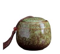 Ceramics Food Storage Jar with Airtight Lids, Kitchen Storage Jars for Loose Tea,Coffee,Spices,Round Canisters 70/130/500ml(M,Green)