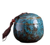 Ceramics Food Storage Jar with Airtight Lids, Kitchen Storage Jars for Loose Tea,Coffee,Spices,Round Canisters 70/130/500ml(M,Blue)