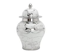 ceramics Gingerwith Lid, Decorative Porcelain Temple Storage Jar, Hand Painted Flower for Centerpiece, Glazed for Flower Arrangement(Small)
