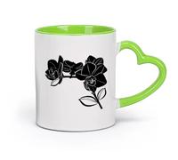 Ceramics Home and Office Mugs Bud Leaves Branch Flowers Orchid （11oz/320ml） Perfect for Kitchens, Restaurants & Cafes, Great Gift Idea Green