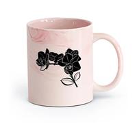 Ceramics Home and Office Mugs Bud Leaves Branch Flowers Orchid （11oz/320ml） Perfect for Kitchens, Restaurants & Cafes, Great Gift Idea Marble Pink