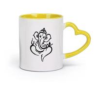 Ceramics Home and Office Mugs Ganesha Elephant God Hindu Hinduism （11oz/320ml） Perfect for Kitchens, Restaurants & Cafes, Great Gift Idea Yellow