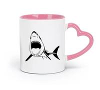 Ceramics Home and Office Mugs Sea Predator Evil Shark Marine Style （11oz/320ml） for Coffee, Soup, Tea, Milk, Latte, hot Cocoa, Ladies, Men Pink