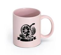 Ceramics Home and Office Mugs Skull Sea Ocean Compass Pirates （11oz/320ml） for Coffee, Soup, Tea, Milk, Latte, hot Cocoa, Ladies, Men Pink