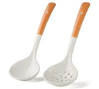 Ceramics Ladle Spoon Set of 2 Large Soup Ladle with Skimmer Slotted Spoons Kitchen Ladles Hot Pot Strainer Spoons for Cooking Serving Stirring (Stye 1#)
