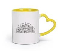 Ceramics Mug - Ceramic Semicircular Mandala Perfect for The Yoga Studio Or Car （11oz/320ml） Ceramic Coffee Mugs for Home or Work Yellow