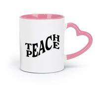 Ceramics Mug - Ceramic Teach Peace Phrase Quote School Education （11oz/320ml） Perfect for Kitchens, Restaurants & Cafes, Great Gift Idea Pink