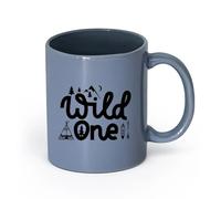 Ceramics Mug - Ceramic Wild One Phrase Words Natural Night Moon Camp （11oz/320ml） for Coffee, Soup, Tea, Milk, Latte, hot Cocoa, Ladies, Men Blue-Gray
