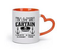 Ceramics Novelty Gift Mug a with a Quote from the Movie Captain and the Words Life are Certain （11oz/320ml） for Office, Home Orange