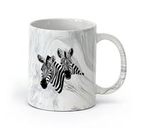 Ceramics Novelty Gift Mug African Abstract Animal Zebra Wildlife Africa （11oz/320ml） Great for Home, Office, Cafes, Gift Ideas Marble Black