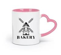 Ceramics Novelty Gift Mug Bakery Mill Badge Logo Freshly Baked Bread （11oz/320ml） Humorous Gift for Coffee Lovers, Work Besties, Coworkers & Friends Pink