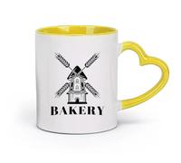 Ceramics Novelty Gift Mug Bakery Mill Badge Logo Freshly Baked Bread （11oz/320ml） Humorous Gift for Coffee Lovers, Work Besties, Coworkers & Friends Yellow
