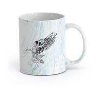 Ceramics Novelty Gift Mug Basketball Game Sport Ball Player with Wings （11oz/320ml） Ceramic Coffee Mug for Cappuccino Tea, Milk, Marble Blue