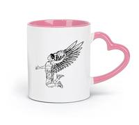 Ceramics Novelty Gift Mug Basketball Game Sport Ball Player with Wings （11oz/320ml） Ceramic Coffee Mug for Cappuccino Tea, Milk, Pink