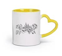 Ceramics Novelty Gift Mug Beautiful Peony Rose Wedding Couple Floral Peony （11oz/320ml） fine China (Ceramic) Yellow