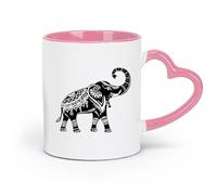 Ceramics Novelty Gift Mug Elephant Indian Raised Trunk Symbol of Wealth Home （11oz/320ml） for Coffee Oatmeal Tea Easy to Clean Pink
