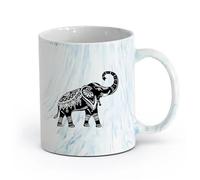 Ceramics Novelty Gift Mug Elephant Indian Raised Trunk Symbol of Wealth Home （11oz/320ml） for Coffee Oatmeal Tea Easy to Clean Marble Blue