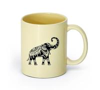 Ceramics Novelty Gift Mug Elephant Indian Raised Trunk Symbol of Wealth Home （11oz/320ml） for Coffee Oatmeal Tea Easy to Clean Beige