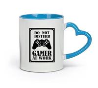 Ceramics Novelty Gift Mug Gamer Rule Warning Do Not Disturb Gamer at Work Joystick （11oz/320ml） Nice Xmas Gift Blue