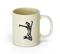 Ceramics Novelty Gift Mug Keep Your Energy Up Sports Dancing Girl Inspirational Gymnastics Fitnesscenter （11oz/320ml） for Home or Work Light Yellow