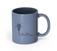Ceramics Novelty Gift Mug Motivation Quote Ideas Move The Earth Light Bulb ig （11oz/320ml） for Milk Tea Cola Water Blue-Gray