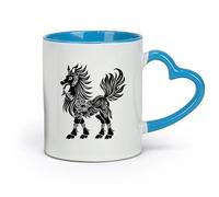 Ceramics Novelty Gift Mug Silhouette Kirin the Mythical Creature only （11oz/320ml） for Coffee, Soup, Tea, Milk, Latte, hot Cocoa, Ladies, Men Blue