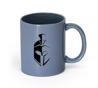 Ceramics Novelty Gift Mug Spartan Helmet Sparta Warrior Mask Ancient （11oz/320ml） Perfect for Kitchens, Restaurants & Cafes, Great Gift Idea Blue-Gray