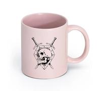 Ceramics Novelty Tea or Coffee Cup Shield Swords Skull Dead Warrior （11oz/320ml） Perfect for Kitchens, Restaurants & Cafes, Great Gift Idea Pink