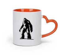 Ceramics Personalised Mugs Silhouette yeti the Mythical Creature Ancient Beast only （11oz/320ml） Dishwasher Safe Orange
