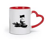Ceramics Porcelain Coffee Mugs Astronaut Flying Space Rocket Universe （11oz/320ml） Office, Home, Café, Dishwasher & Microwave Safe Red