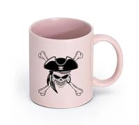 Ceramics Porcelain Coffee Mugs Sea Bandit Pirate Skull Bones Nautical （11oz/320ml） Perfect for Kitchens, Restaurants & Cafes, Great Gift Idea Pink
