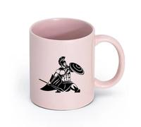 Ceramics Porcelain Coffee Mugs Spartan Soldier Warrior Military （11oz/320ml） Perfect for Kitchens, Restaurants & Cafes, Great Gift Idea Pink