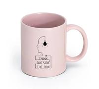 Ceramics Porcelain Coffee Mugs Think Outside The Box Quote Idea （11oz/320ml） Perfect for Kitchens, Restaurants & Cafes, Great Gift Idea Pink