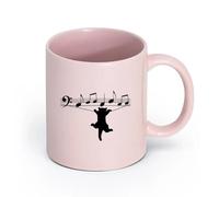 Ceramics Porcelain Cup Musical Notes Music School Funny Cat Nursery （11oz/320ml） for Coffee, Soup, Tea, Milk, Latte, hot Cocoa, Ladies, Men Pink