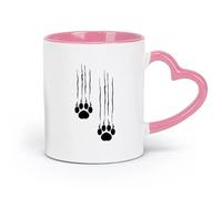 Ceramics Porcelain Cups Bear Footprints Paws Predator Animal Claws （11oz/320ml） Perfect for Kitchens, Restaurants & Cafes, Great Gift Idea Pink