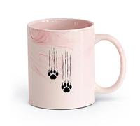 Ceramics Porcelain Cups Bear Footprints Paws Predator Animal Claws （11oz/320ml） Perfect for Kitchens, Restaurants & Cafes, Great Gift Idea Marble Pink