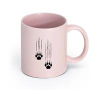 Ceramics Porcelain Cups Bear Footprints Paws Predator Animal Claws （11oz/320ml） Perfect for Kitchens, Restaurants & Cafes, Great Gift Idea Pink