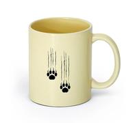 Ceramics Porcelain Cups Bear Footprints Paws Predator Animal Claws （11oz/320ml） Perfect for Kitchens, Restaurants & Cafes, Great Gift Idea Beige